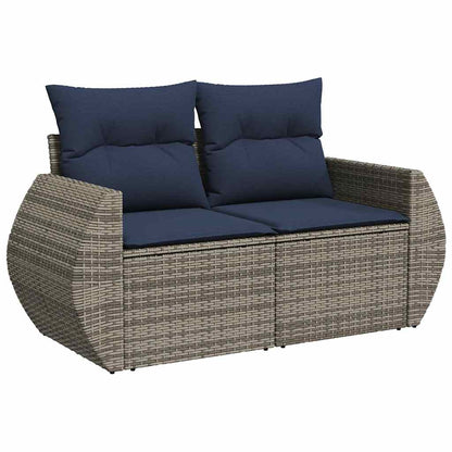 vidaXL Salon de jardin 9 pcs avec coussins Gris résine tressée et acacia