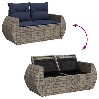 vidaXL Salon de jardin 9 pcs avec coussins Gris résine tressée et acacia
