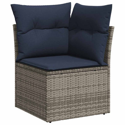 5-tlg. Garten-Sofagarnitur mit Kissen Grau Poly Rattan