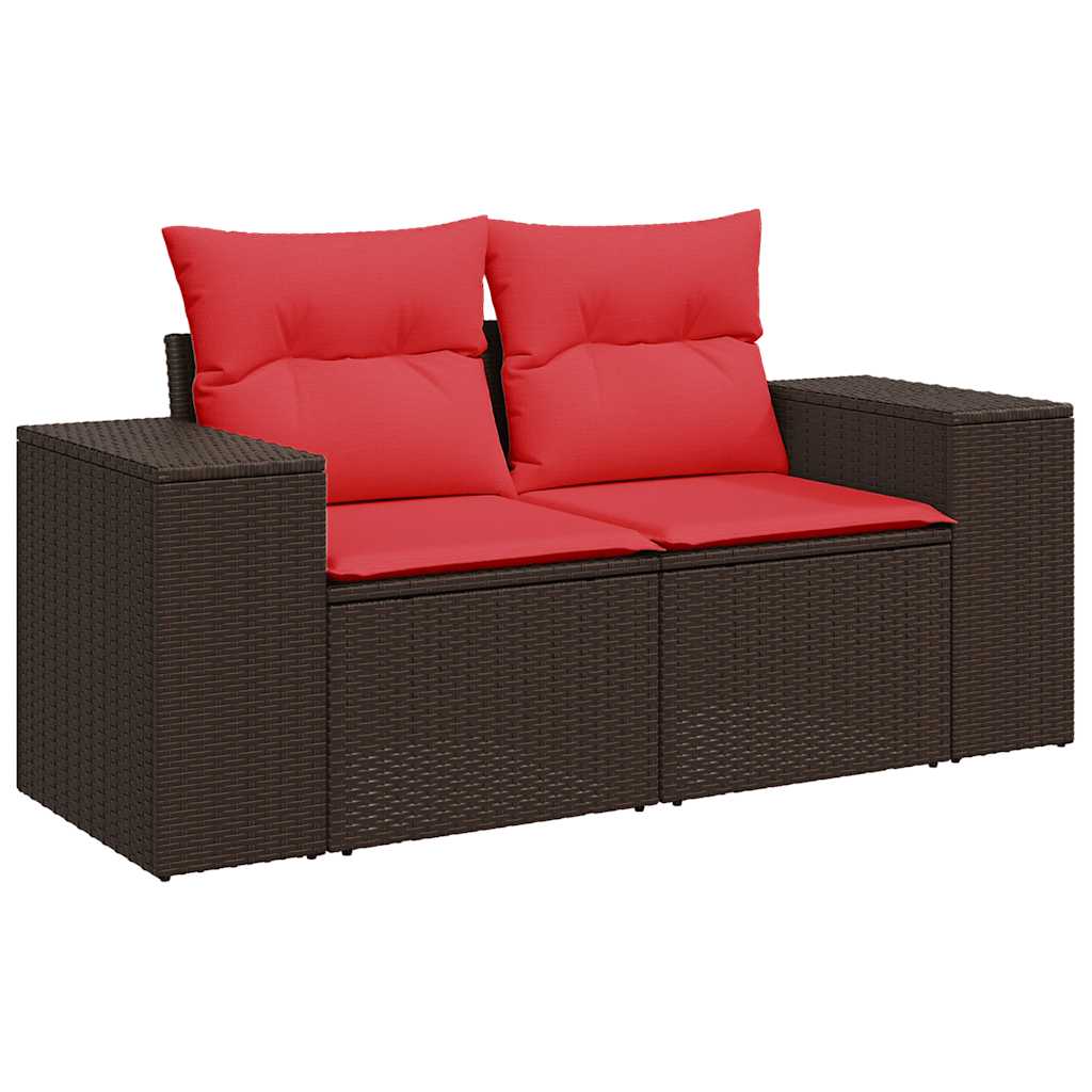 vidaXL Ensemble de canapés de jardin 5 pcs avec coussins marron résine tressée acacia