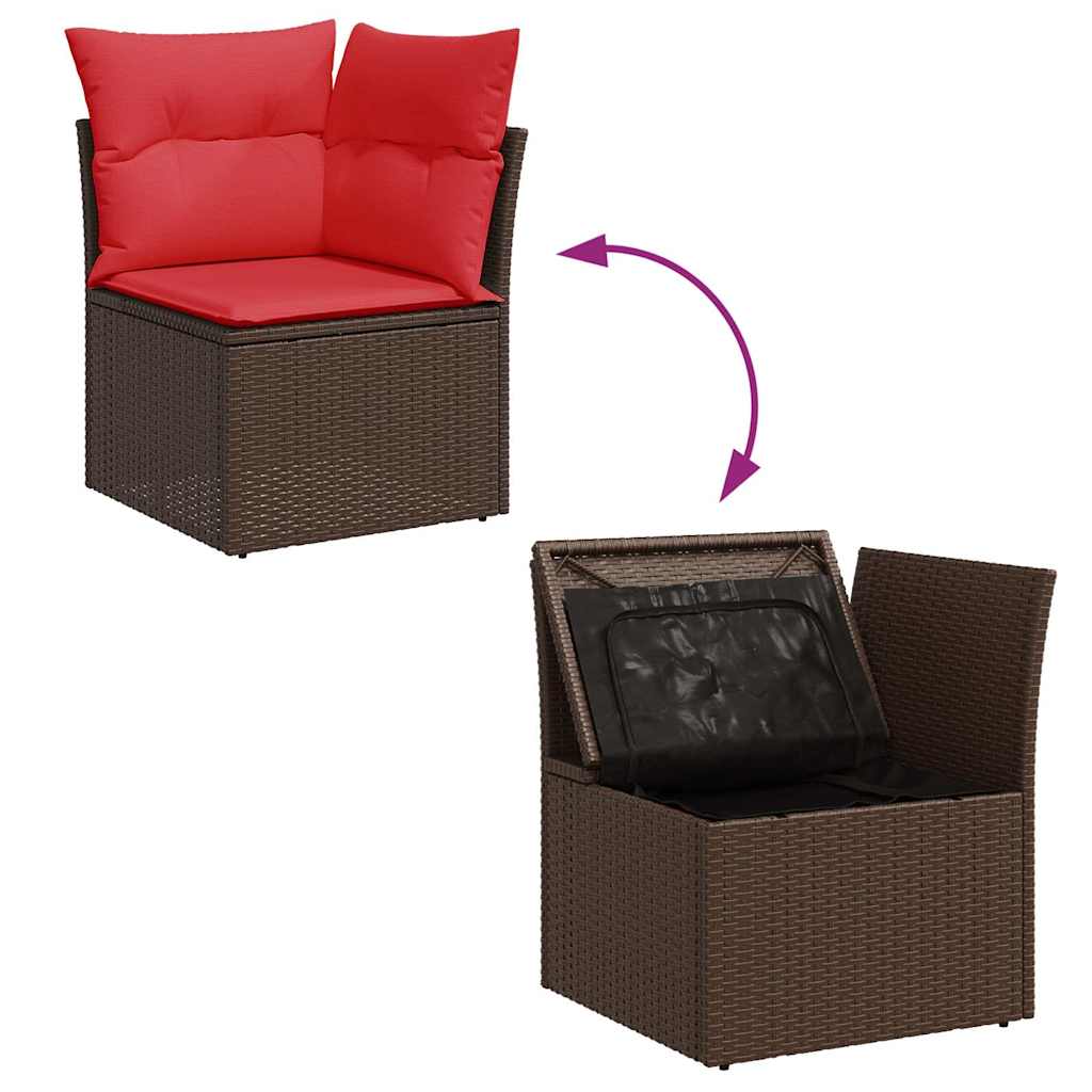 vidaXL Ensemble de canapés de jardin 5 pcs avec coussins marron résine tressée acacia