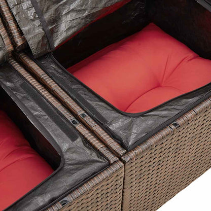 vidaXL Ensemble de canapés de jardin 5 pcs avec coussins marron résine tressée acacia