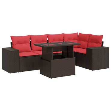 vidaXL Ensemble de canapés de jardin 6 pcs avec coussins marron résine tressée acacia
