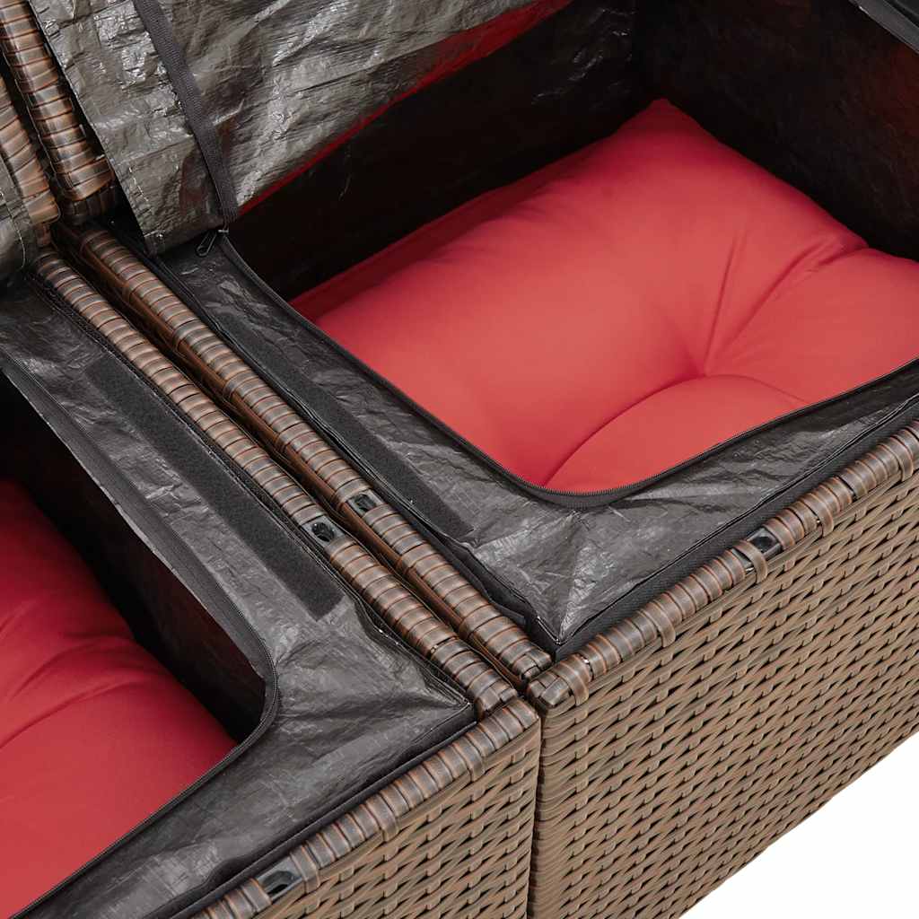vidaXL Ensemble de canapés de jardin 6 pcs avec coussins marron résine tressée acacia