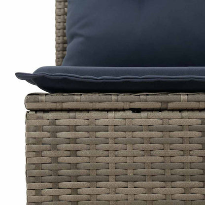 vidaXL 9-tlg. Garten-Sofagarnitur mit Kissen Grau Poly Rattan Akazie
