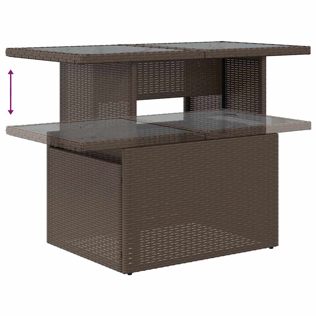 vidaXL Salon de jardin 8 pcs avec coussins Marron Résine tressée Bois d'acacia