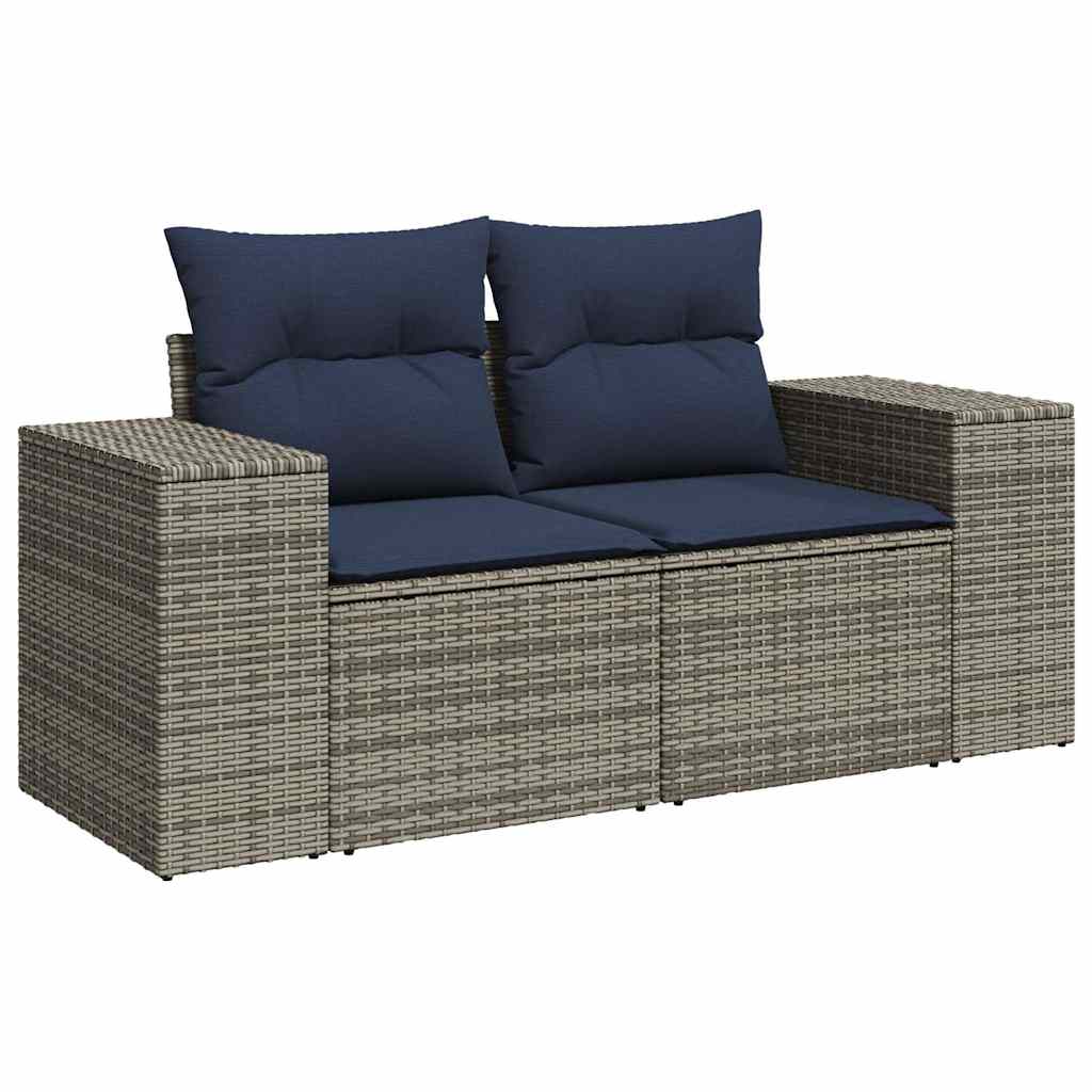vidaXL Canapé de jardin 11 pcs avec coussins Gris Rotin synthétique Acacia