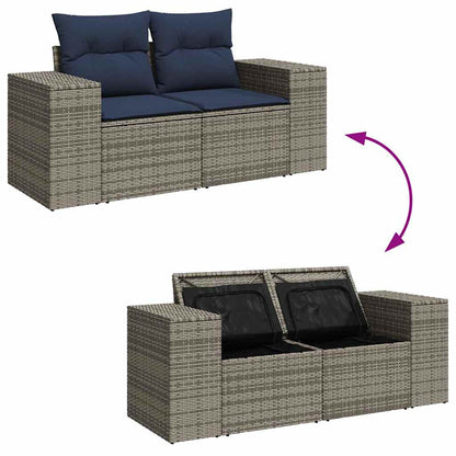 vidaXL Canapé de jardin 11 pcs avec coussins Gris Rotin synthétique Acacia