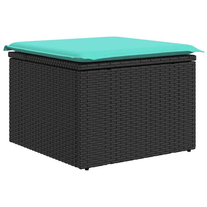 7-tlg. Garten-Sofagarnitur mit Kissen Schwarz Poly Rattan