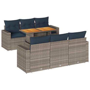 vidaXL Ensemble de canapés de jardin 7 pcs avec coussins Gris Résine tressée