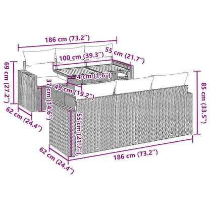 vidaXL Ensemble de canapés de jardin 7 pcs avec coussins Gris Résine tressée