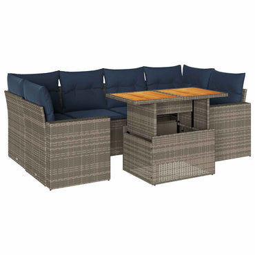 vidaXL Ensemble de canapés de jardin 7 pcs avec coussins Gris Résine tressée