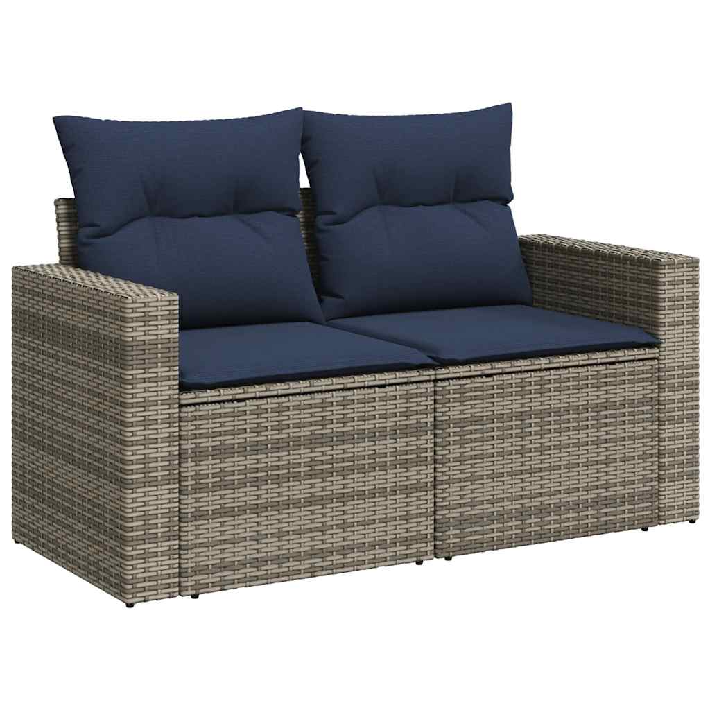 vidaXL Ensemble de canapés de jardin 8 pièces avec coussins en résine tressée grise