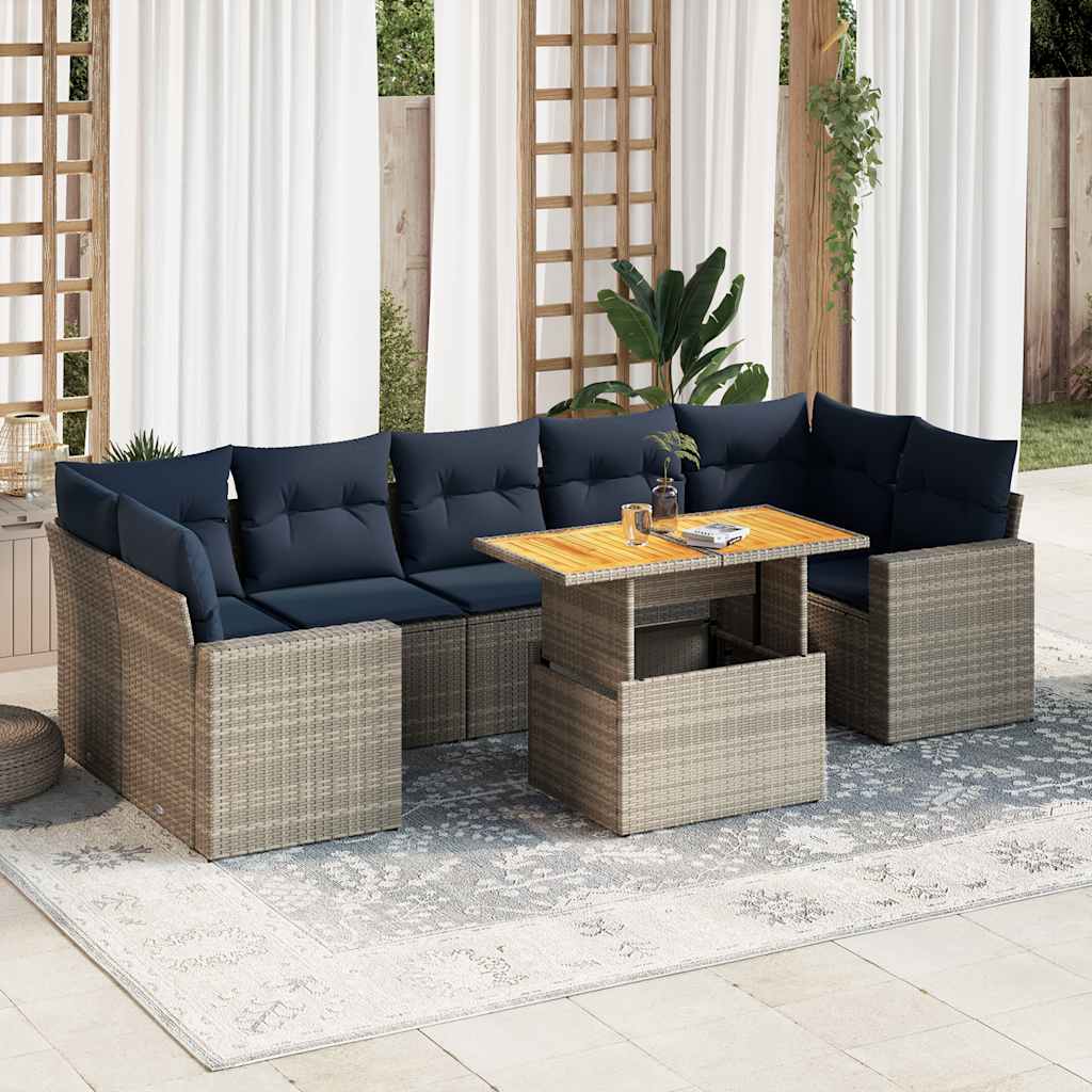 vidaXL Ensemble de canapés de jardin 8 pièces avec coussins en résine tressée grise