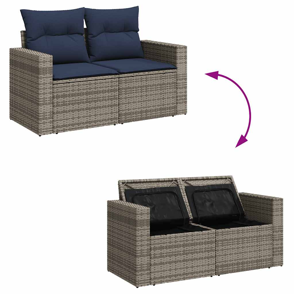 vidaXL Ensemble de canapés de jardin 6 pcs avec coussins gris résine tressée