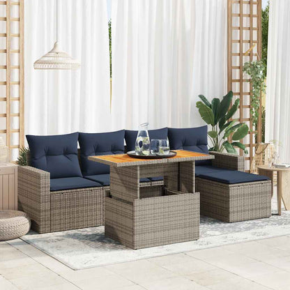 vidaXL Ensemble de canapés de jardin 6 pcs avec coussins gris résine tressée