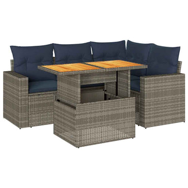 vidaXL Ensemble de canapés de jardin 5 pièces avec coussins en rotin synthétique gris