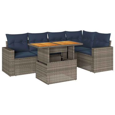 vidaXL Ensemble de canapés de jardin 6 pcs avec coussins gris résine tressée