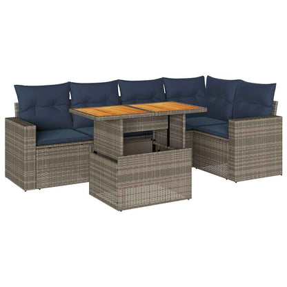 vidaXL Ensemble de canapés de jardin 6 pcs avec coussins gris résine tressée