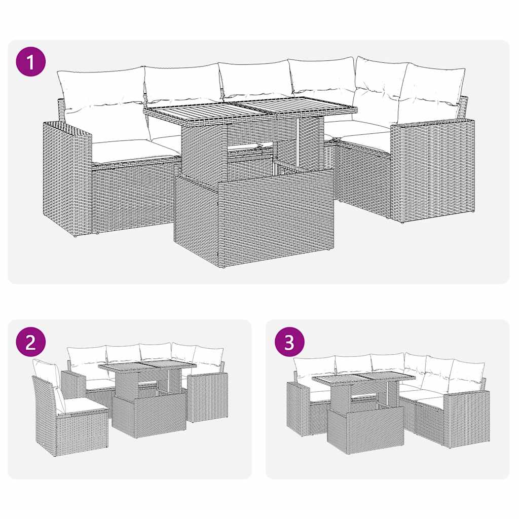 vidaXL Ensemble de canapés de jardin 6 pcs avec coussins gris résine tressée