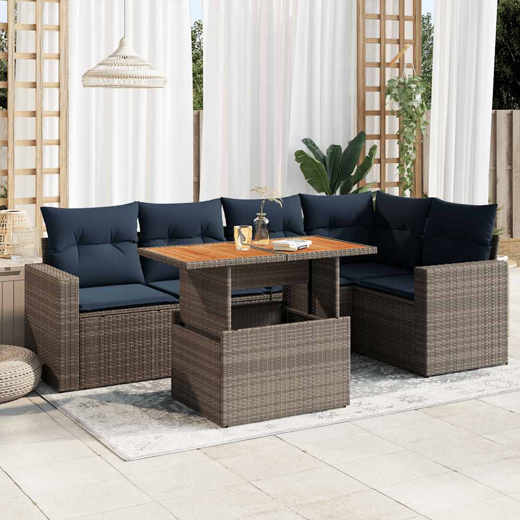 vidaXL Ensemble de canapés de jardin 6 pcs avec coussins gris résine tressée