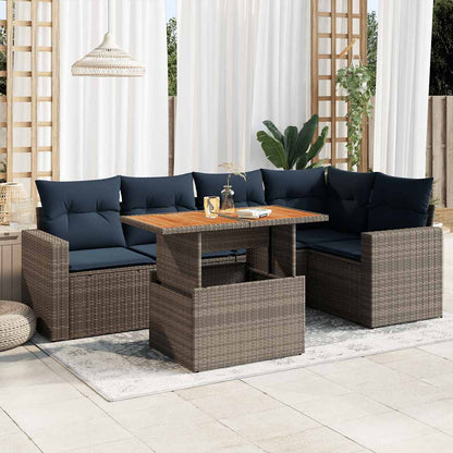 vidaXL Ensemble de canapés de jardin 6 pcs avec coussins gris résine tressée