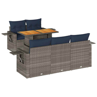 vidaXL Ensemble de canapés de jardin 6 pcs avec coussins gris résine tressée