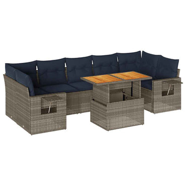 vidaXL Ensemble de canapés de jardin 8 pièces avec coussins en résine tressée grise