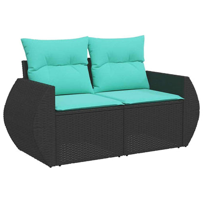 vidaXL 5-tlg. Garten-Sofagarnitur mit Kissen Schwarz Poly Rattan