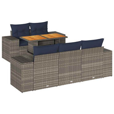 vidaXL Ensemble de canapés de jardin 6 pcs avec coussins gris résine tressée