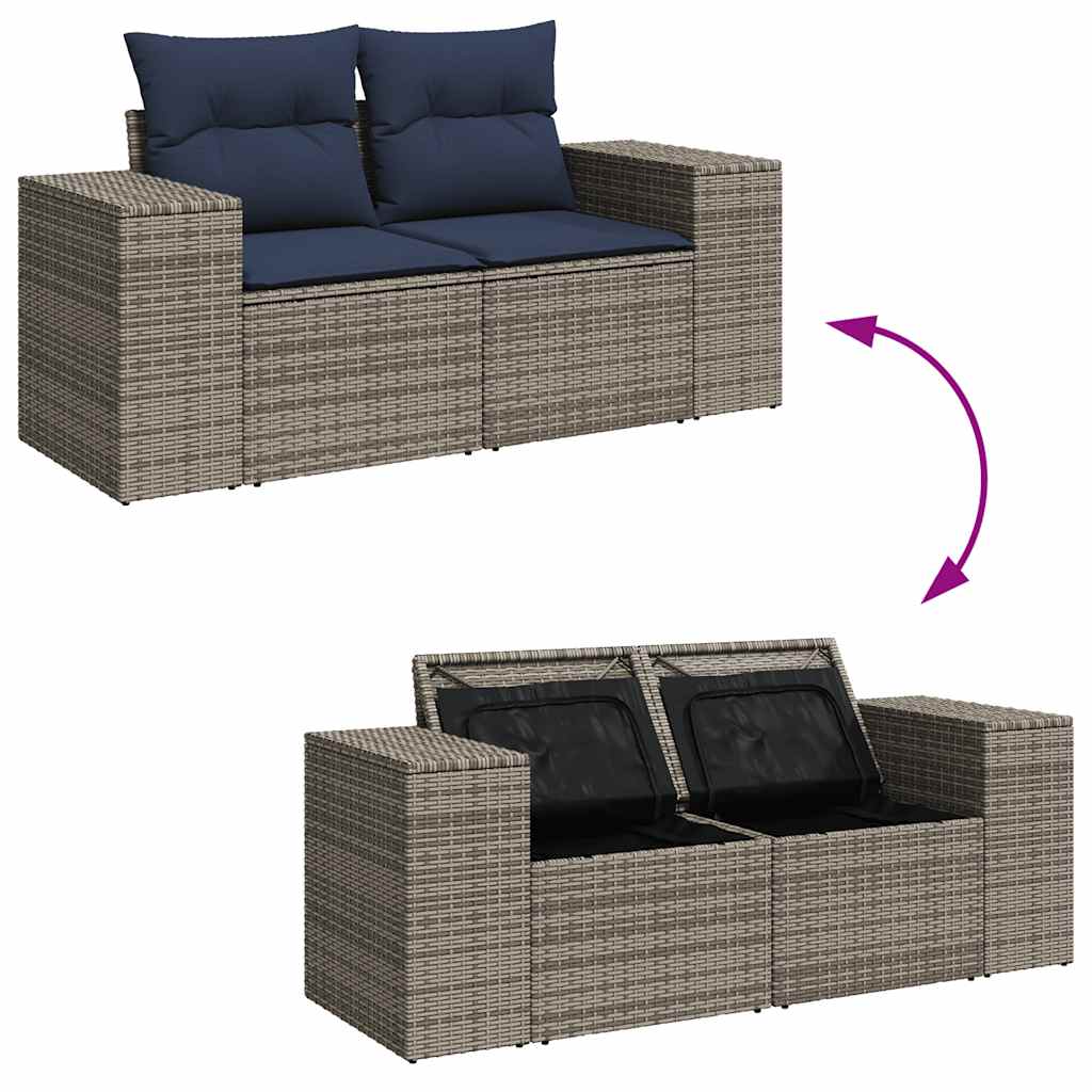 vidaXL Ensemble de canapés de jardin 8 pièces avec coussins en résine tressée grise