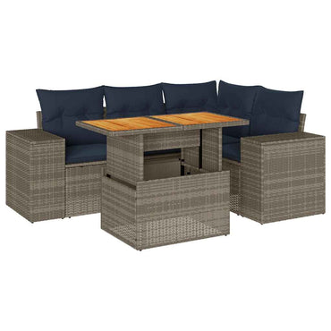 vidaXL Ensemble de canapés de jardin 5 pièces avec coussins en rotin synthétique gris