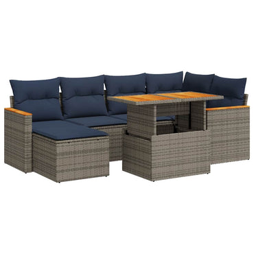 vidaXL Ensemble de canapés de jardin 7 pcs avec coussins Gris Résine tressée