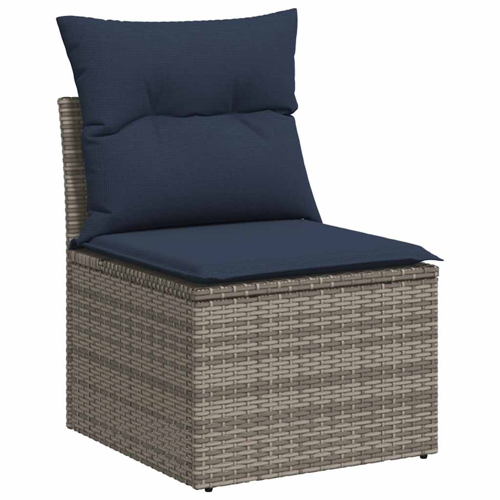 vidaXL Salon de jardin 10 pcs avec coussins résine tressée gris