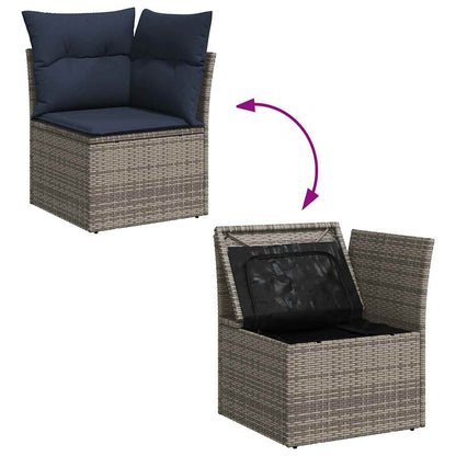 vidaXL Salon de jardin 10 pcs avec coussins résine tressée gris