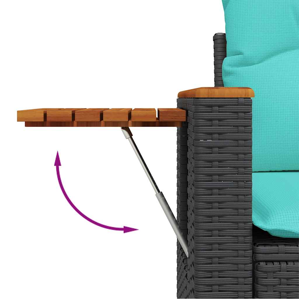 vidaXL 7-tlg. Garten-Sofagarnitur mit Kissen Schwarz Poly Rattan