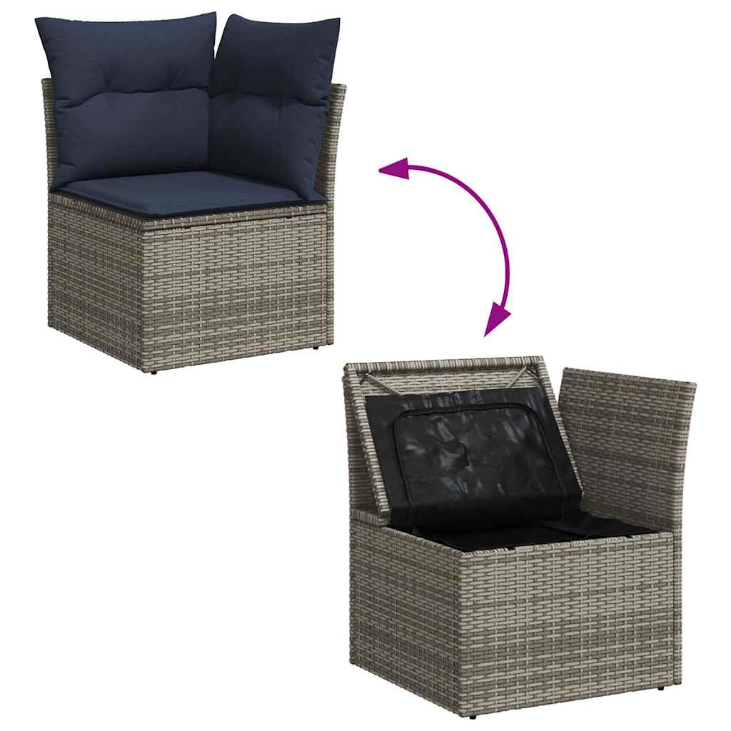 vidaXL Salon de jardin 8 pcs avec coussins gris résine tressée acacia