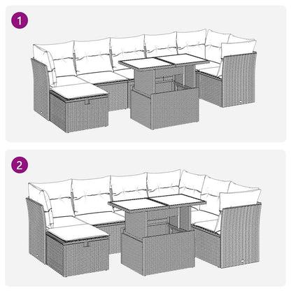 vidaXL Salon de jardin 8 pcs avec coussins gris résine tressée acacia