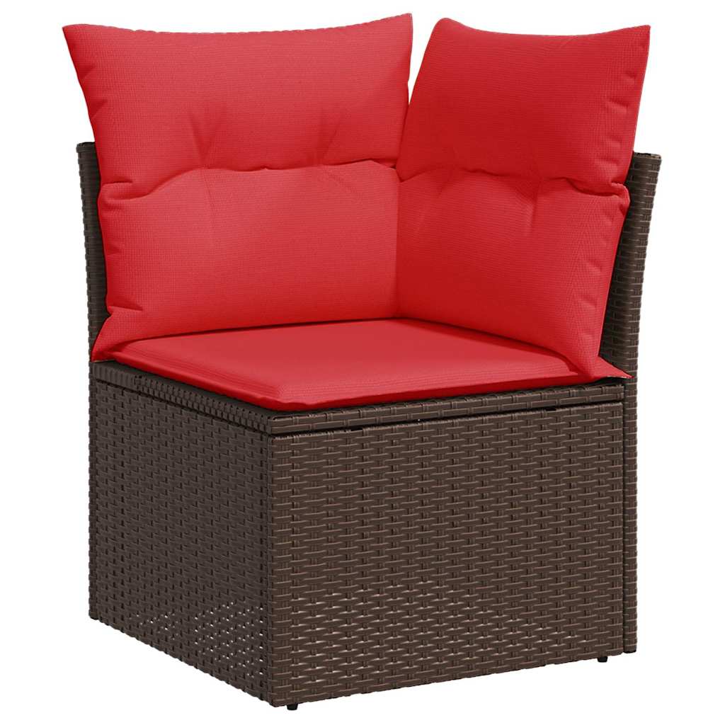 vidaXL Salon de jardin 8 pcs avec coussins marron résine tressée
