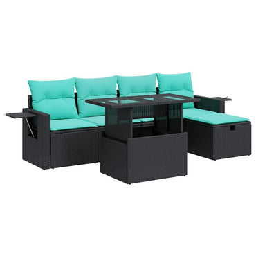 vidaXL 6-tlg. Garten-Sofagarnitur mit Kissen Grau Poly Rattan Akazie