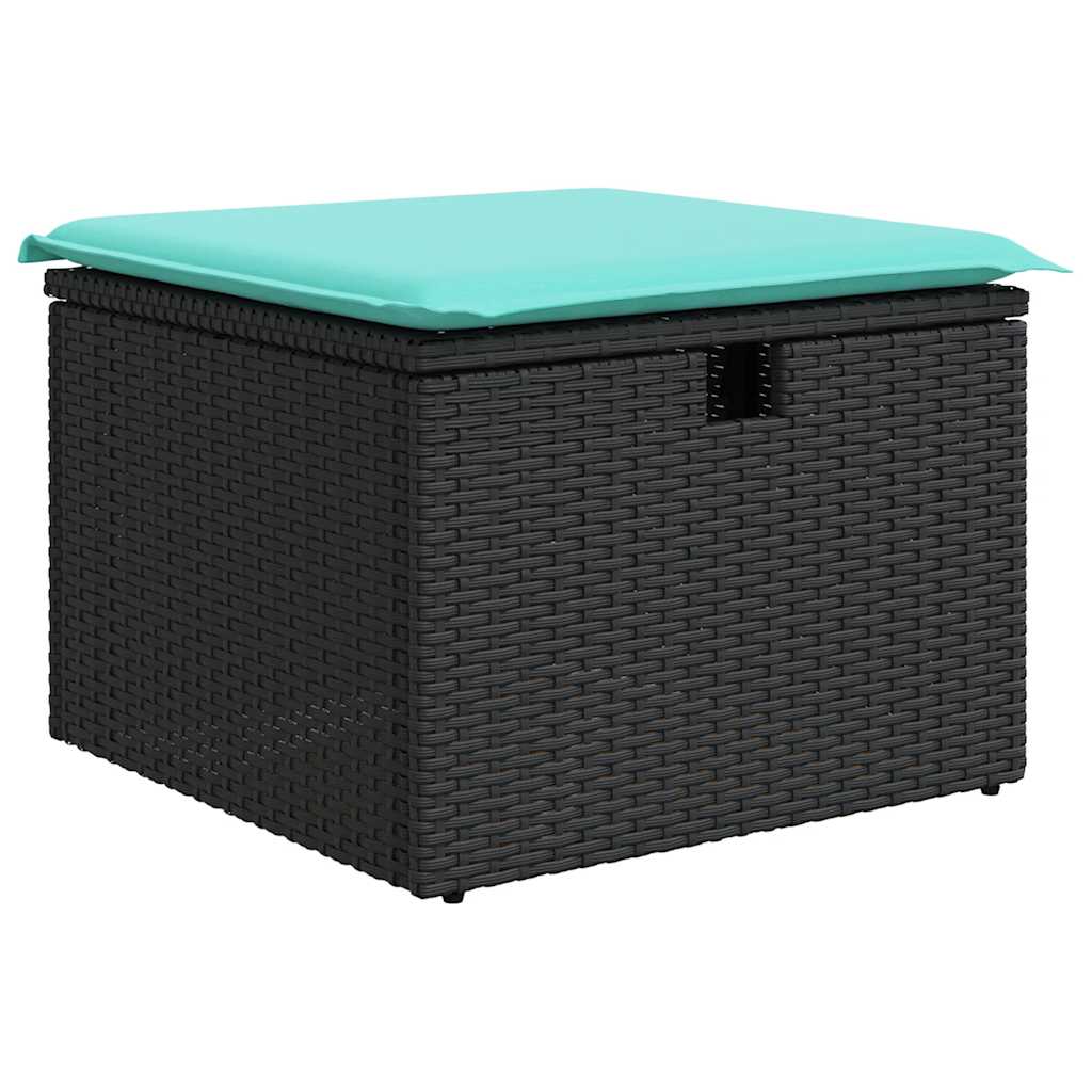 vidaXL 7-tlg. Garten-Sofagarnitur mit Kissen Grau Poly Rattan Akazie