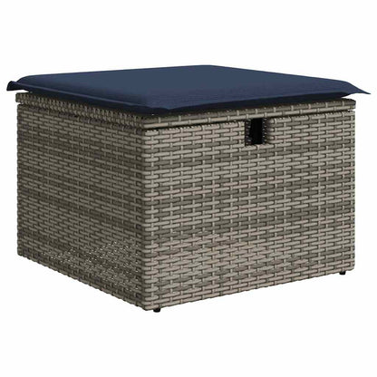 vidaXL 9-tlg. Garten-Sofagarnitur mit Kissen Grau Poly Rattan Akazie