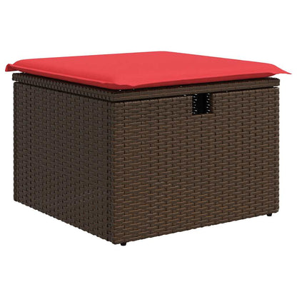 vidaXL Salon de jardin 7 pièces avec coussins résine tressée marron