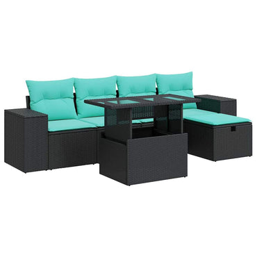 vidaXL 6-tlg. Garten-Sofagarnitur mit Kissen Grau Poly Rattan Akazie