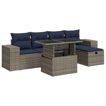 vidaXL Ensemble de canapés de jardin 6 pcs avec coussins marron résine tressée acacia