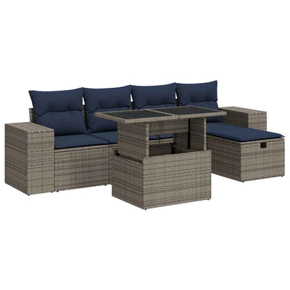 vidaXL Ensemble de canapés de jardin 6 pcs avec coussins marron résine tressée acacia