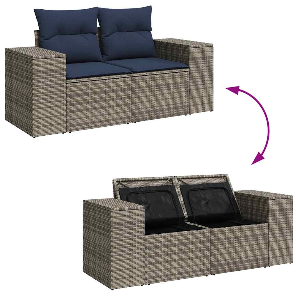 vidaXL Ensemble de canapés de jardin 6 pcs avec coussins marron résine tressée acacia
