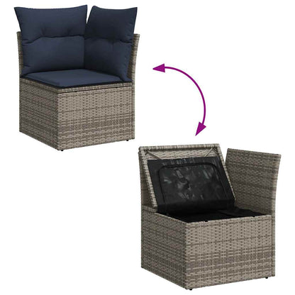7-tlg. Garten-Sofagarnitur mit Kissen Schwarz Poly Rattan