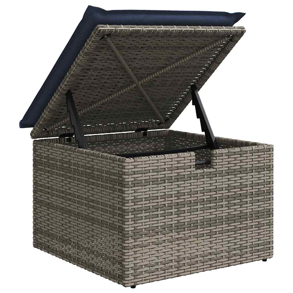 9-tlg. Garten-Sofagarnitur mit Kissen Grau Poly Rattan