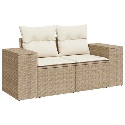 5-tlg. Garten-Sofagarnitur mit Kissen Beige Poly Rattan Akazie